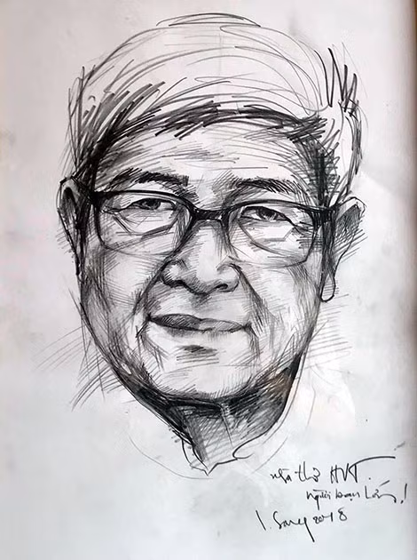 Nhà thơ Hoàng Vũ Thuật. (Nguyễn Lương Sáng kí họa).