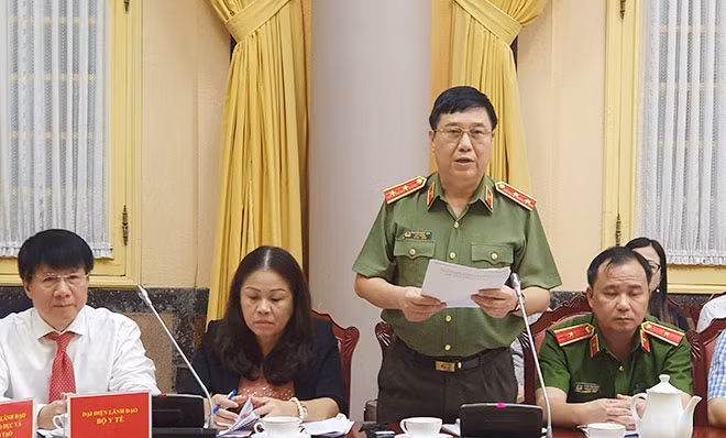 Trung tướng Nguyễn Ngọc Anh tại cuộc họp báo công bố Lệnh của Chủ tịch nước về Công bố Luật thi hành án hình sự năm 2019 diễn ra ngày 4-7-2019.