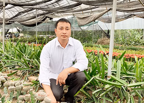 Phạm Anh Tuấn trong khu vườn có tới hơn 300 loài xương rồng