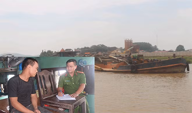 Tàu cát bị bắt giữ và thuyền viên đang làm việc với lực lượng chức năng. Tàu cát bị bắt giữ và thuyền viên đang làm việc với lực lượng chức năng.
