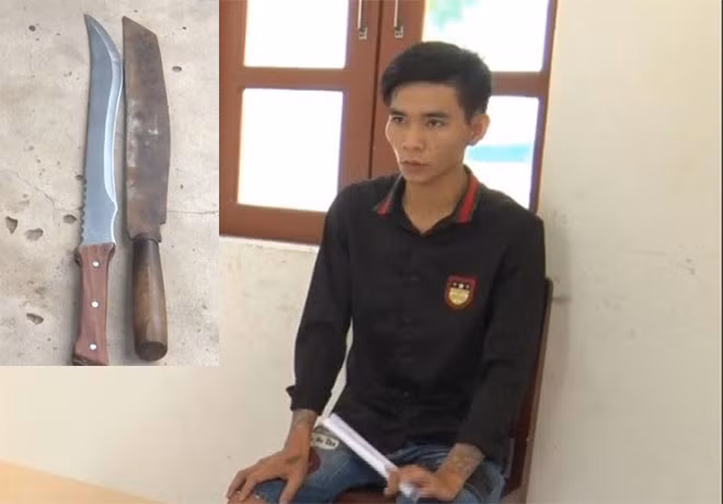 Võ Duy Thơ và tang vật. Võ Duy Thơ và tang vật.