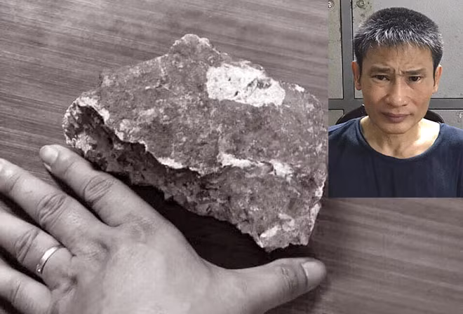Đối tượng Hùng và tang vật.