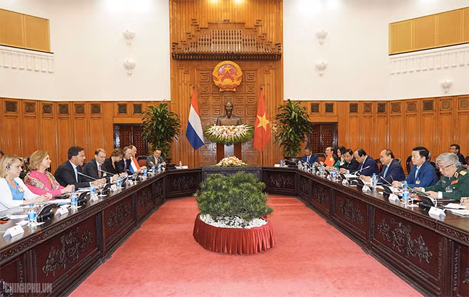 Thủ tướng hai nước hội đàm. Ảnh VGP/Quang Hiếu Thủ tướng hai nước hội đàm. Ảnh VGP/Quang Hiếu