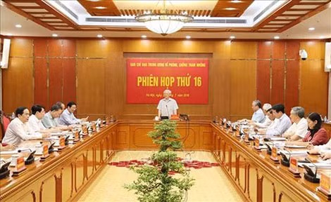 Tổng Bí thư, Chủ tịch nước Nguyễn Phú Trọng nêu rõ quan điểm “không có chuyện dừng lại và không thể dừng” trong chống tham nhũng. Ảnh TTXVN. Tổng Bí thư, Chủ tịch nước Nguyễn Phú Trọng nêu rõ quan điểm “không có chuyện dừng lại và không thể dừng” trong chống tham nhũng. Ảnh TTXVN.