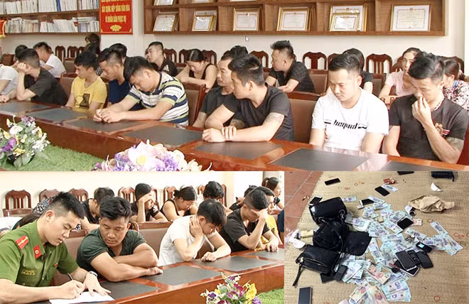 Đối tượng tham gia đánh bạc cùng hàng trăm triệu đồng bị thu giữ.