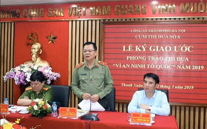 Thiếu tướng Đào Thanh Hải phát biểu tại Lễ ký kết giao ước thi đua "Vì An ninh Tổ quốc” năm 2019. Thiếu tướng Đào Thanh Hải phát biểu tại Lễ ký kết giao ước thi đua "Vì An ninh Tổ quốc” năm 2019.