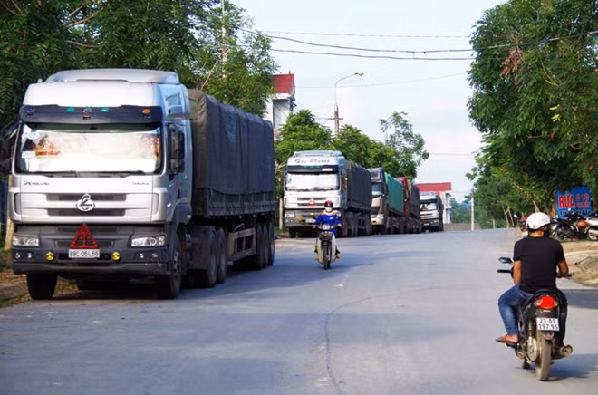 Những chiếc xe quá tải bị tạm giữ.