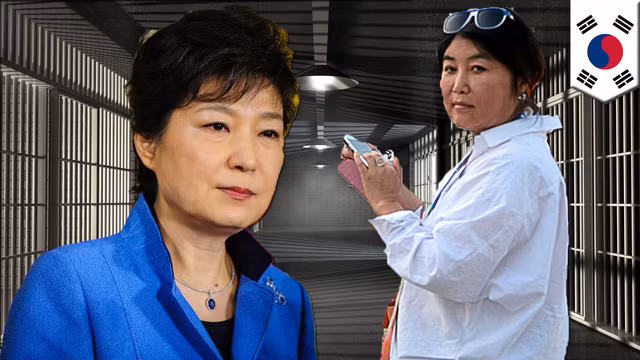 Cựu Tổng thống Hàn Quốc bị phế truất Park Geun hye (áo xanh) đã từ chối đứng "chung vành móng ngựa" với "người bạn đáng sợ" Choi Soon Sil (Ảnh: Korea Times)