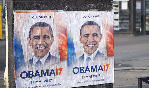 Áp phích kêu gọi cử tri Pháp ủng hộ ông Obama tranh cử Tổng thống