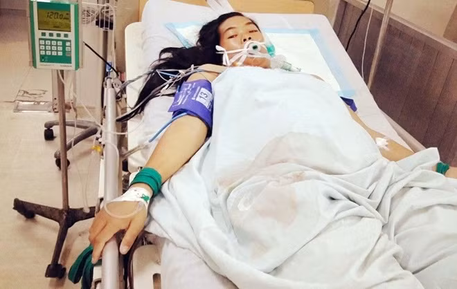 Sản phụ T. đang điều trị sức khỏe tại Kiên Giang. (Ảnh gia đình cung cấp)