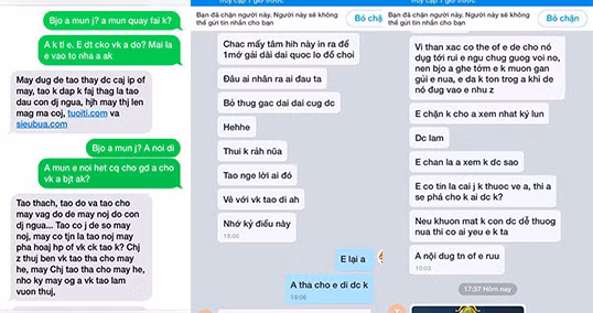 Những tin nhắn của ông Đệ gửi cho chị T..