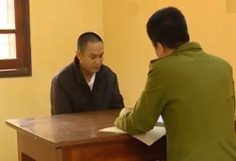 Vương Quốc Công tại cơ quan Công an sau lần gây án thứ hai (tháng 2-2016).