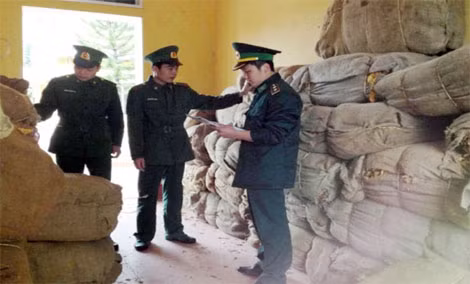 2,3 tấn lá thuốc lá lậu bị Bộ đội biên phòng Cao Bằng thu giữ.