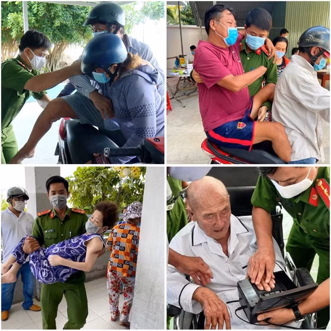 CBCS Công an tỉnh Bạc Liêu đến tận nhà đón người già, tàn tận đến các điểm là CCCD lưu động.