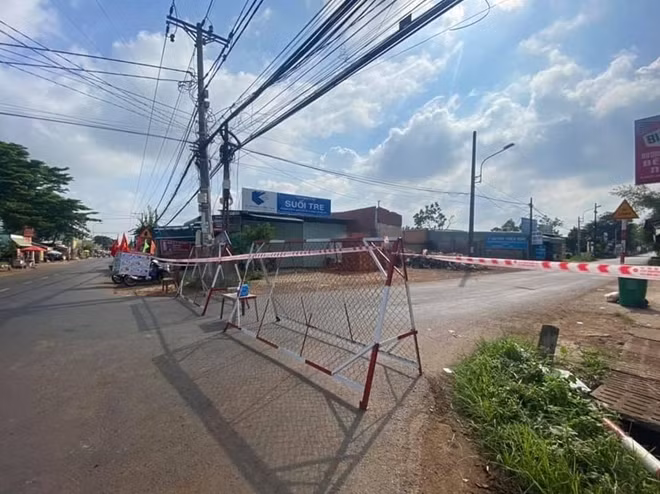 Một khu dân cư bị phong tỏa.