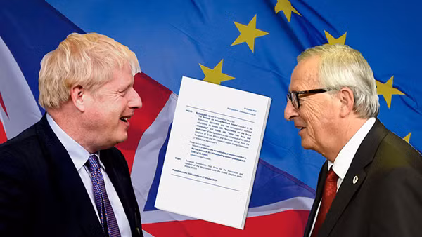 Thủ tướng Boris Johnson và Chủ tịch Jean-Claude Juncker. Ảnh: Sky News.