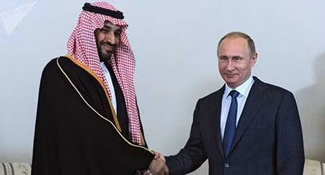 Thái tử Mohammed bin Salman tiếp Tổng thống Vladimir Putin tại Riyadh ngày 14-10.