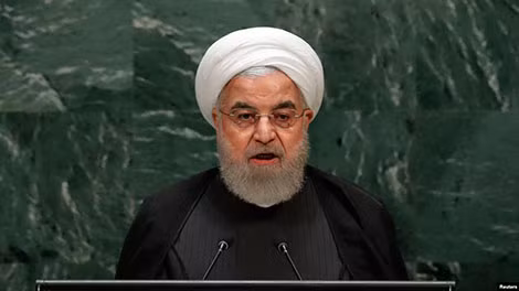 Tổng thống Iran Hassan Rouhani, phát biểu tại Đại hội đồng Liên Hiệp Quốc ở New York, Mỹ, ngày 25-9.
