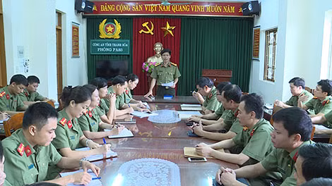 Một buổi triển khai kế hoạch công tác của đơn vị Phòng An ninh chính trị nội bộ, Công an tỉnh Thanh Hóa.