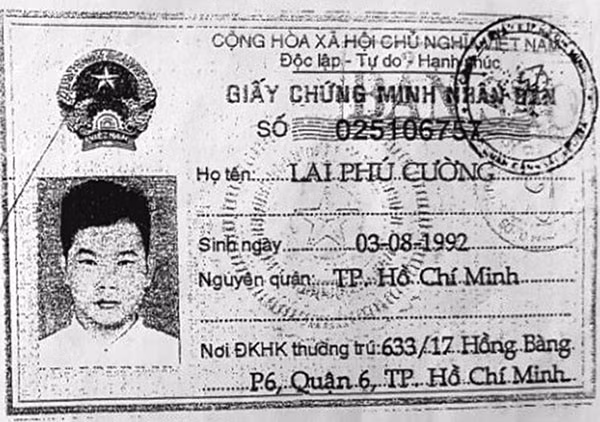 CMND giả của đối tượng đóng giả ông Lai Phú Cường.