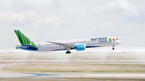 Máy bay Boeing 787-9 Dreamliner của Hãng hàng không Bamboo Airways.
