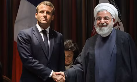 Tổng thống Pháp Emmanuel Macron và Tổng thống Iran Hassan Rouhani bên lề Đại Hội đồng Liên Hiệp Quốc khóa 74. Tổng thống Pháp Emmanuel Macron và Tổng thống Iran Hassan Rouhani bên lề Đại Hội đồng Liên Hiệp Quốc khóa 74.
