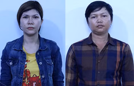 Hai đối tượng Bùi Thị Thu Hồng và Nguyễn Khắc Trọng.