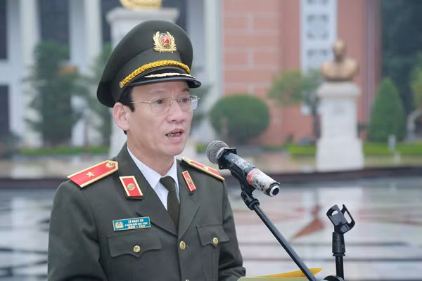 Thiếu tướng Lê Ngọc An - Phó Giám đốc Học viện phát biểu khai mạc hội thi.