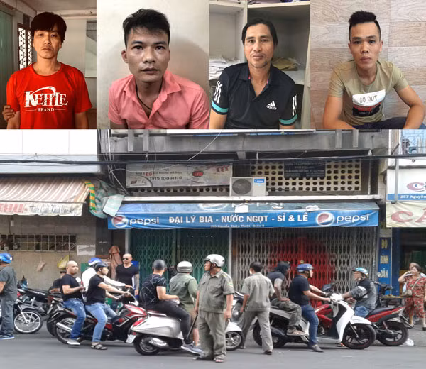 Một băng nhóm đòi nợ thuê và hiện trường vụ tạt sơn vào nhà con nợ ở quận 3.