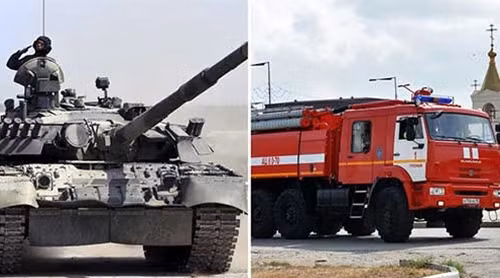 Xe chữa cháy đặc biệt do Omzsk sản xuất dựa trên phiên bản xe tăng T-72 và T-80.