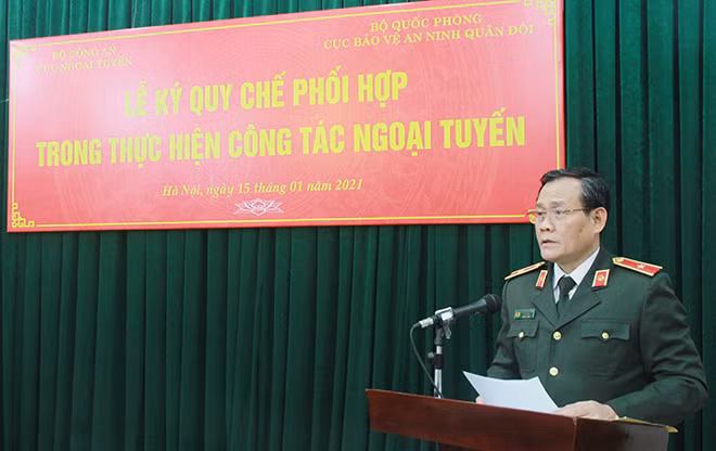 Thiếu tướng Đoàn Hùng Sơn phát biểu tại Lễ ký quy chế phối hợp.