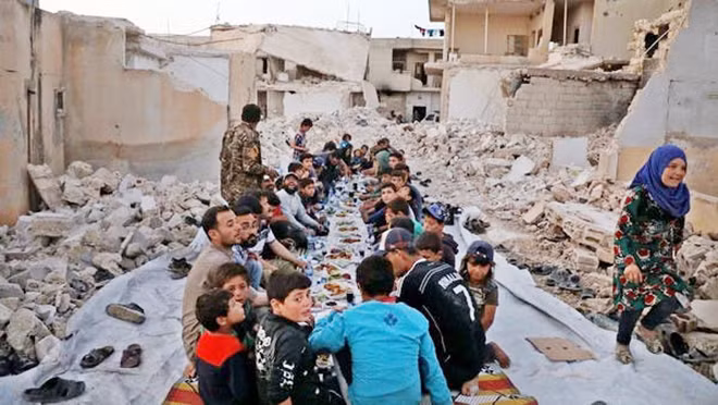 Khung cảnh đổ nát thường thấy tại Syria sau nhiều năm chiến tranh.