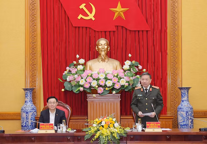 Bộ trưởng Tô Lâm phát biểu tại buổi làm việc.