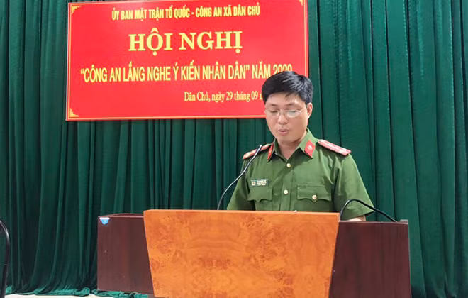 Đại úy Hà Quang Tân - Trưởng Công an xã Dân Chủ, TP Hạ Long, Quảng Ninh.