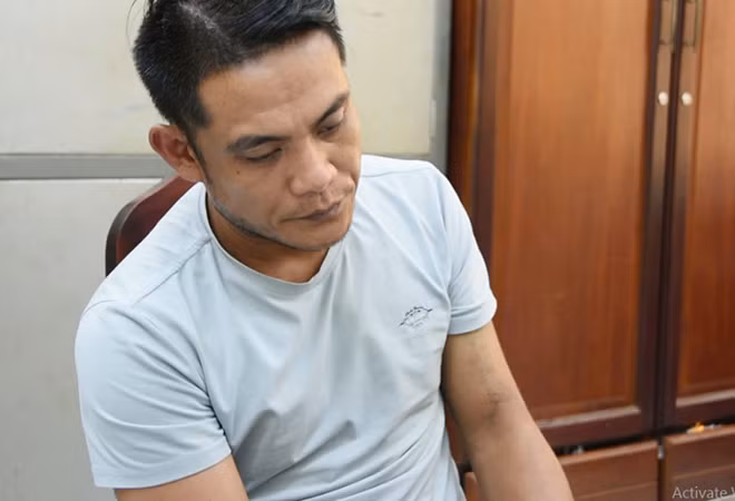 Đối tượng Mai Quốc Nam tại cơ quan điều tra.