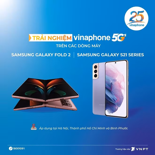 Samsung Fold2 và S21 đã dùng được VinaPhone 5G.