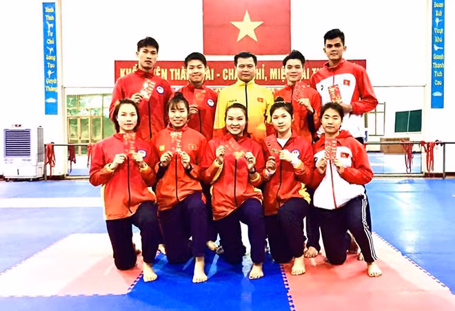 Đội tuyển đối kháng Karatedo quốc gia trong buổi tập đầu tiên sau Tết Nguyên đán Tân Sửu 2021.