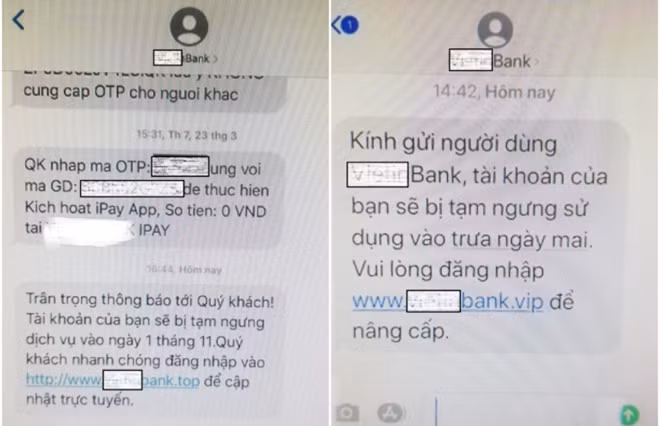 Tin nhắn thông báo tài khoản bị ngưng sử dụng để dụ bị hại truy cập website lừa đảo. Tin nhắn thông báo tài khoản bị ngưng sử dụng để dụ bị hại truy cập website lừa đảo.