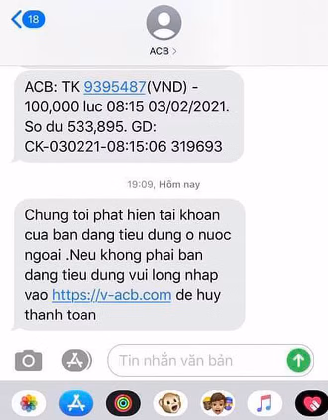 Một tin nhắn brandname giả mạo. Một tin nhắn brandname giả mạo.