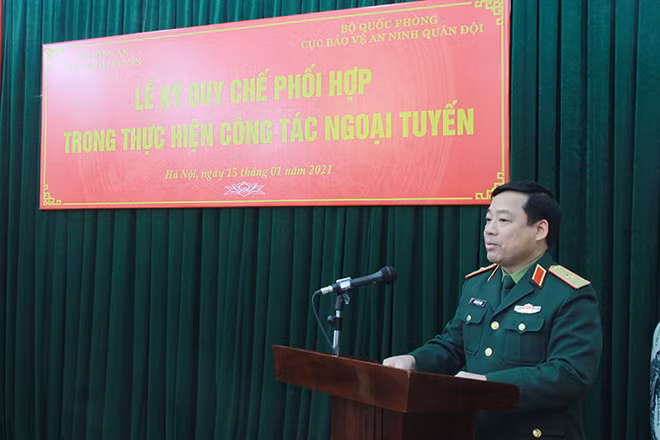 Thiếu tướng Dương Đức Thiện phát biểu tại Lễ ký quy chế phối hợp.
