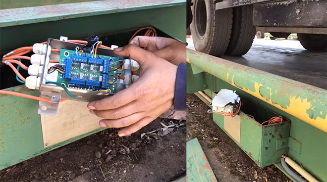 Chíp điện tử được các đối tượng gắn vào một bộ phận của cân để thực hiện hành vi lừa đảo.
