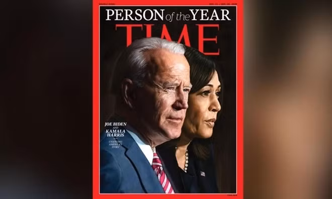 Tạp chí Time chọn ông Biden, bà Harris là nhân vật của năm 2020. (Ảnh: CNN)