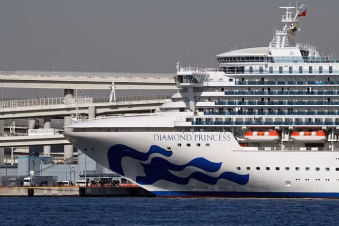 Du thuyền Diamond Princess đang được cách ly tại cảng Yokohama, Nhật Bản. (Ảnh: Kyodo) Du thuyền Diamond Princess đang được cách ly tại cảng Yokohama, Nhật Bản. (Ảnh: Kyodo)