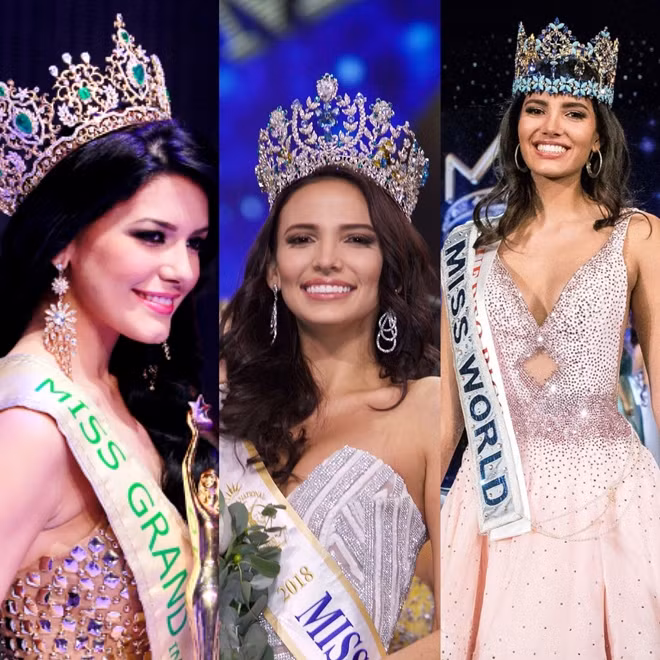 Từ trái qua phải: Janelee Chaparro (Miss Grand International 2013), Valeria Vázquez (Miss Supranational 2018), Stephanie del Valle (Miss World 2016).