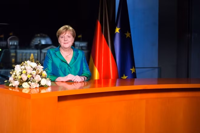 Thủ tướng Đức Angela Merkel đọc thông điệp năm mới 2020. (Ảnh: Nytimes)