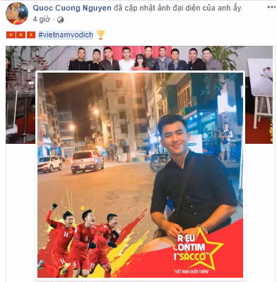 Facebooker thay ảnh đại diện kèm theo hashtag "Việt Nam vô địch".