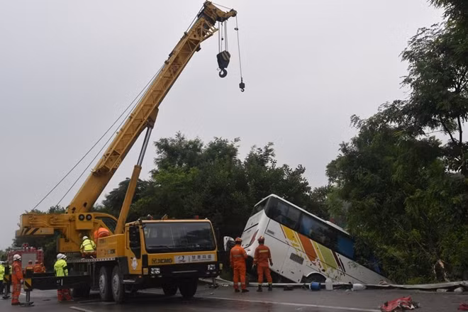 Hiện trường vụ tai nạn. (Ảnh: Tân Hoa Xã)