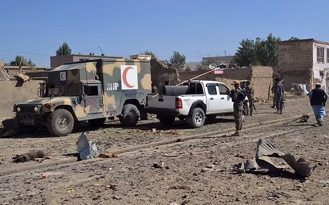 Hiện trường vụ đánh bom tại tỉnh Ghazni, Afghanistan hồi tháng 7-2019.