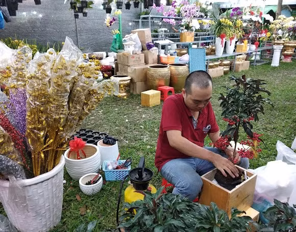 Tỷ mẩn chăm sóc từng chậu hoa một Tỷ mẩn chăm sóc từng chậu hoa một