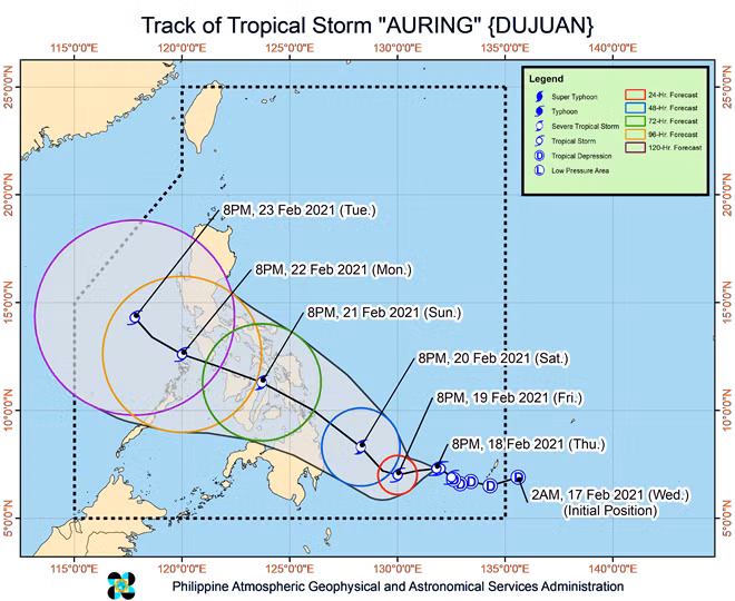 Đường đi của bão Dujuan. Ảnh: PAGASA